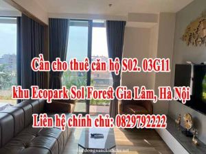 Chính chủ cần cho thuê căn hộ S02. 03G11 khu Ecopark Sol Forest Gia Lâm, Hà Nội